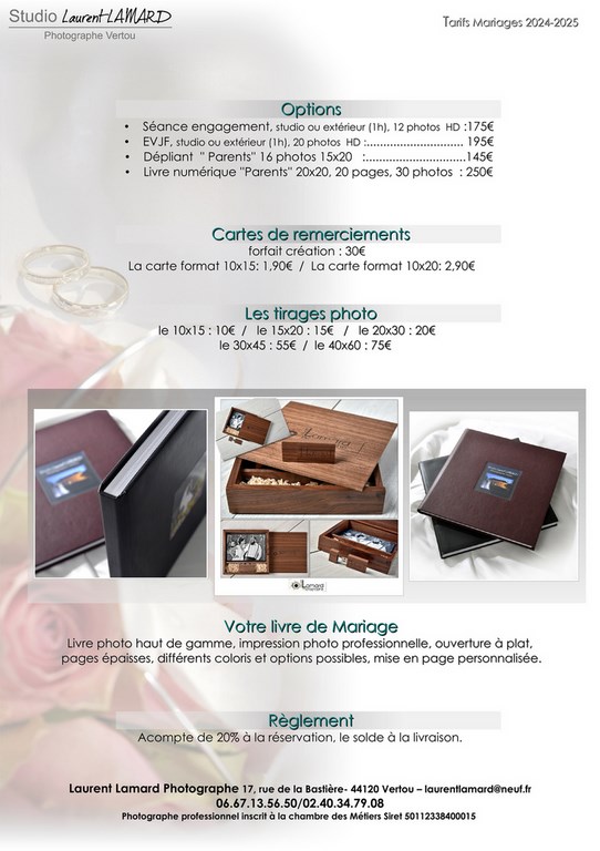 Laurent Lamard Photographe, tarif mariage